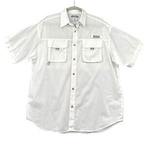 Columbia PFG Button Up Two Front Pockets Logo Short Sleeve Shirt Medium